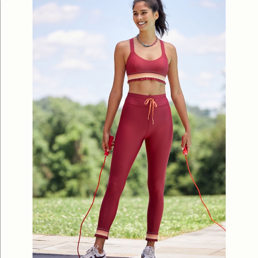 Anthropologie Burgundy Red High-Rise Leggings